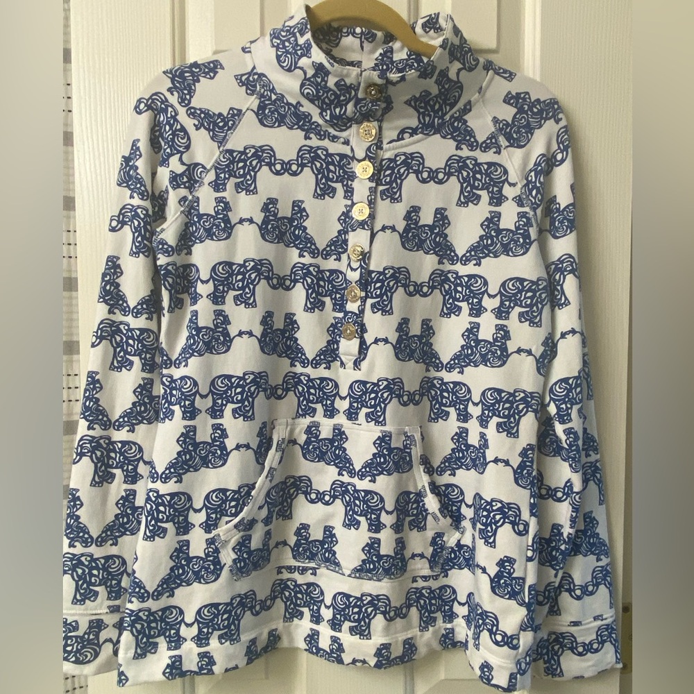 Lilly Pulitzer Blue and White Captain Popover Pullover Size Small